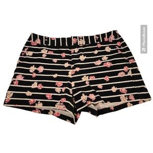 ELLE Floral Striped Shorts Casual Everyday Wear Black Pink Size 12